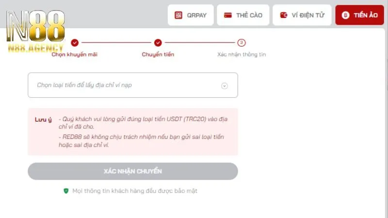 Cách nạp tiền N88 qua tiền ảo an toàn